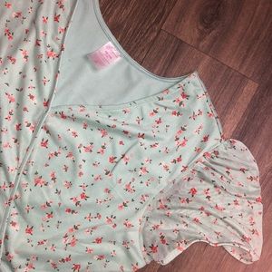 Mint Floral Faux Wrap Dress